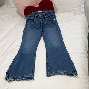 LOFT Blue Flared Jeans w/raw hem